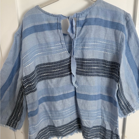 Anthropologie Cloth and Stone Blue Stripe Linen Blend Tie back Top medium NWOT - Picture 7 of 7